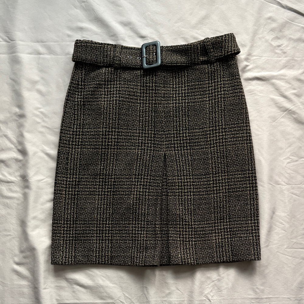 Ann Taylor Virgin Wool Old Money Plaid Skirt w/ Belt | Size 6P